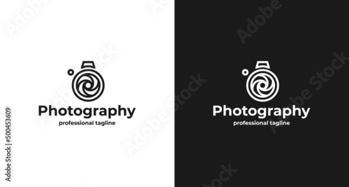 simple camera photography logo design vector