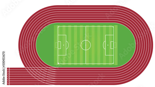 Running tracks and soccer field. vector illustration