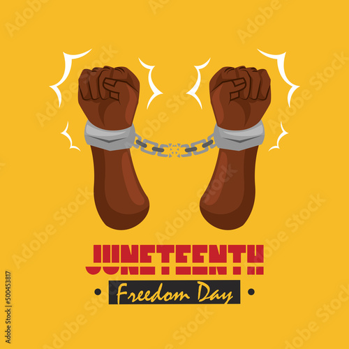 juneteenth lettering with slave hands