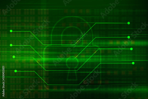 2d illustration Safety concept: Closed Padlock on digital background