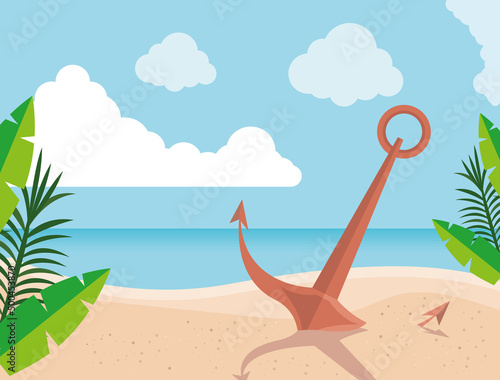 anchor on the beach