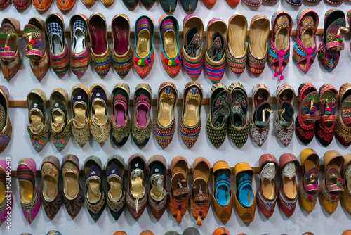 Colourful shoes of Rajasthani women, Jaisalmer, Rajasthan, India