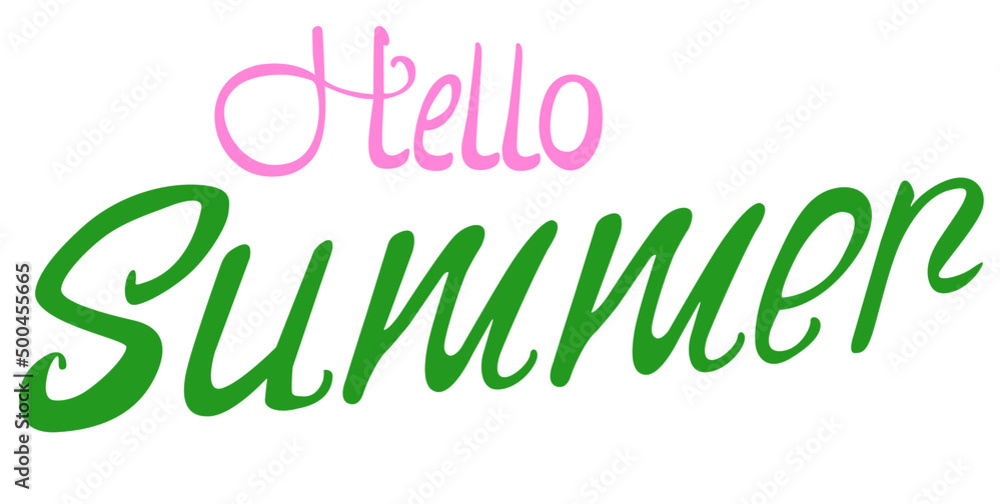 Fototapeta premium Hello summer vector hand lettering phrase
