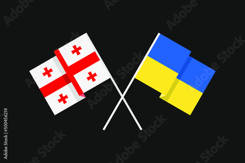 Flags of European and Asian countries Ukraine and Georgia in national colors. Help and support from friendly countries. Flat minimal graphic design.