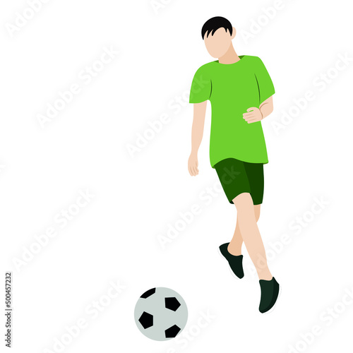 Portrait of a guy with a soccer ball, vector, isolated on white background, faceless illustration, a guy plays soccer © Liudmyla