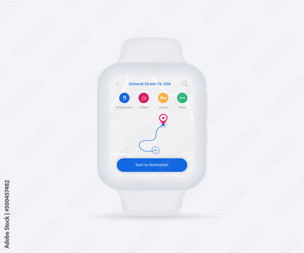 Smartwatch Map GPS navigation app ux ui concept, clock map application, App  search map wristwatch, Technology map, City navigate wrist, City street, gps  tracking, Location tracker, Vector illustration Stock-Vektorgrafik | Adobe  Stock