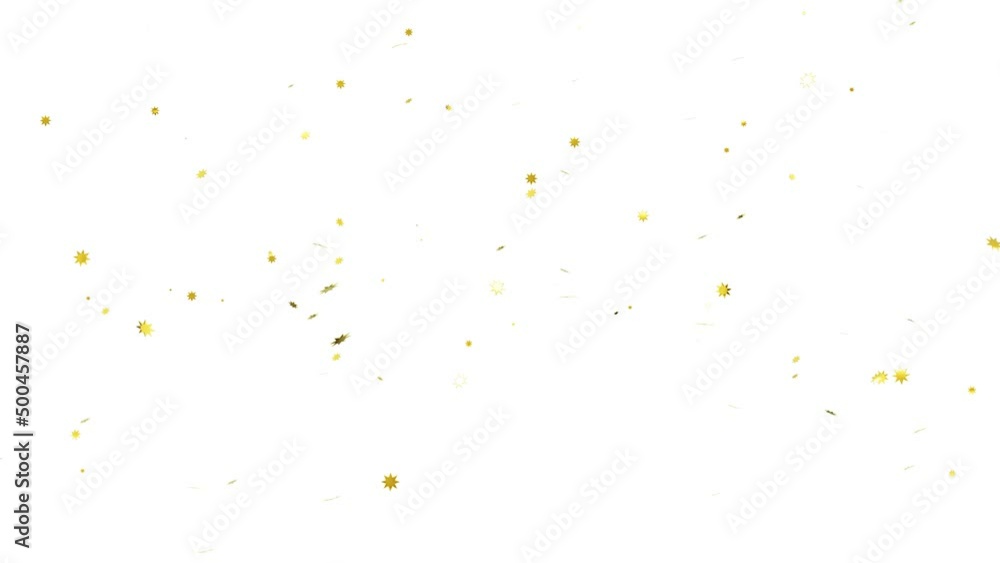 Slow motion. Seamless loop. Gold confetti explosions pack on white background with chroma key. Colorful stars flying. Concept: party, birthday, surprise, invitation e-card. Star confetti 4k footage