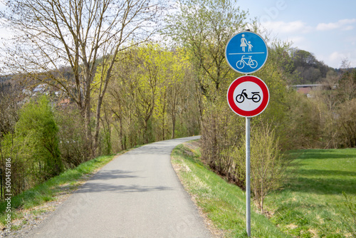 sign on road bike path