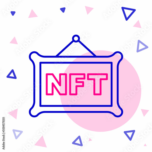 Line NFT Digital crypto art icon isolated on white background. Non fungible token. Colorful outline concept. Vector