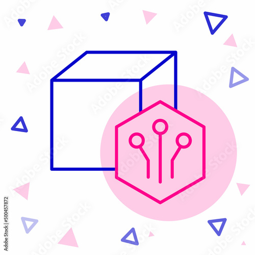 Line NFT Digital crypto art icon isolated on white background. Non fungible token. Colorful outline concept. Vector