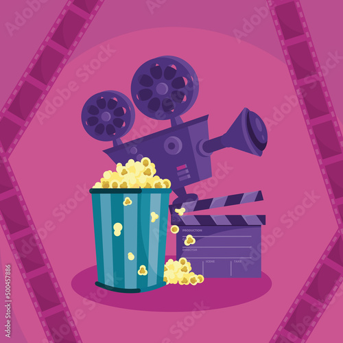 clapperboard and camera cinema