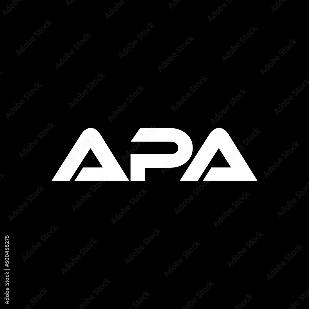 APA letter logo design with black background in illustrator, vector logo modern alphabet font overlap style. calligraphy designs for logo, Poster, Invitation, etc. - obrazy, fototapety, plakaty 