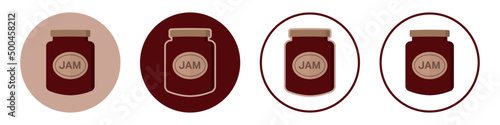 Set of Strawberry Jam Jar Icons. Round Jam icons for web and print isolated on white background.