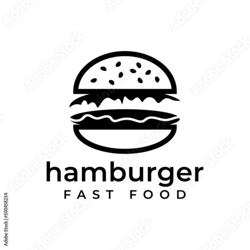 burger logo design vector template, Fast food logo, badge flat modern minimal design illustration