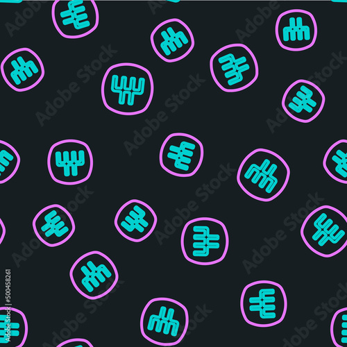 Line Gear shifter icon isolated seamless pattern on black background. Manual transmission icon. Vector