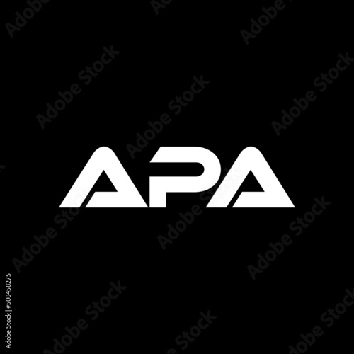 APA letter logo design with black background in illustrator, vector logo modern alphabet font overlap style. calligraphy designs for logo, Poster, Invitation, etc. photo