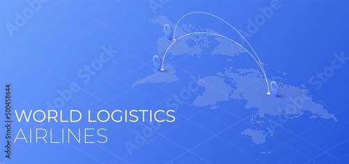 World logistic delivery concept. Global export and import airlinnes. Smart airplane tracking. Ecommerce trade service infographic. #500458644