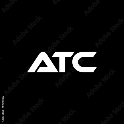 ATC letter logo design with black background in illustrator, vector logo modern alphabet font overlap style. calligraphy designs for logo, Poster, Invitation, etc.