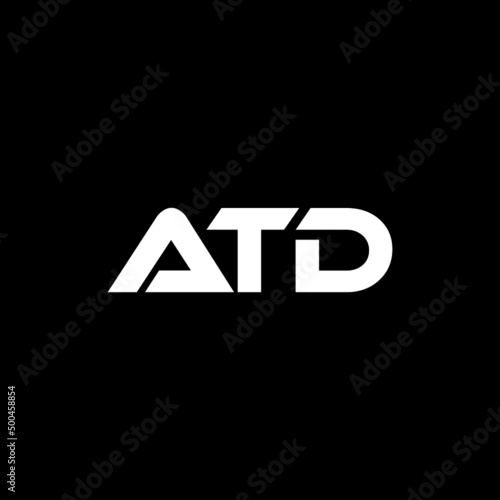 ATD letter logo design with black background in illustrator, vector logo modern alphabet font overlap style. calligraphy designs for logo, Poster, Invitation, etc.