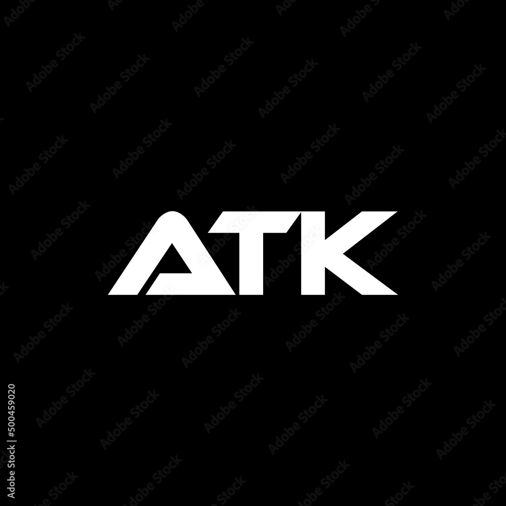 ATK letter logo design with black background in illustrator, vector logo modern alphabet font overlap style. calligraphy designs for logo, Poster, Invitation, etc.