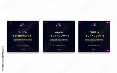 Square background concept with lines for technology social media banner