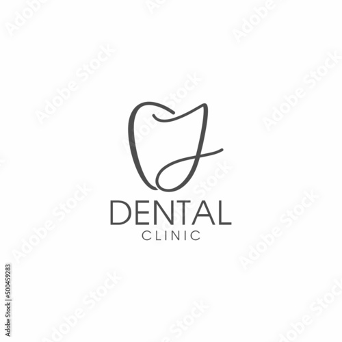 line art letter j tooth dental logo design