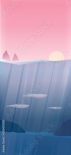 landscape with whales