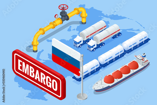 Sanctions, embargo on Russian gas and oil. Russia aggressor, war. Transportation, delivery, transit of natural gas