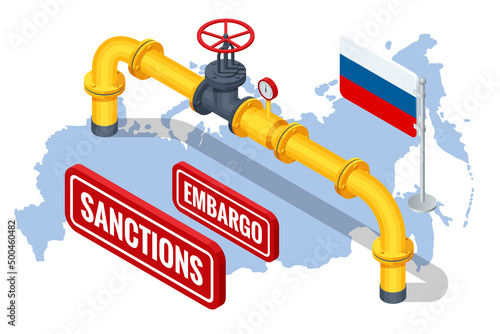 Sanctions, embargo on Russian gas and oil. Russia aggressor, war. Transportation, delivery, transit of natural gas
