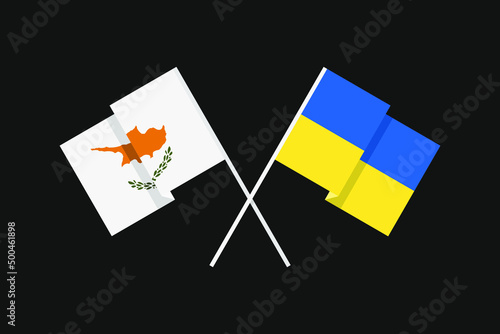 Flags of European and Asian countries Ukraine and the Republic of Cyprus in national colors. Help and support from friendly countries. Flat minimal graphic design.