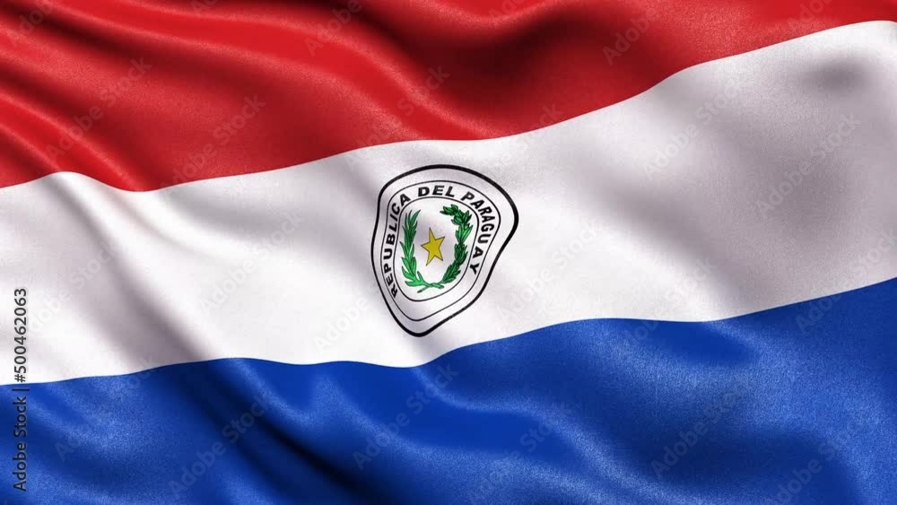 Paraguay Flag Seamless Loop. 3D animation.