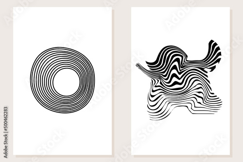 Minimalist Abstract Boho Graphic Poster Set Pattern Background