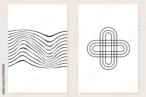 Minimalist Abstract Boho Graphic Poster Set Pattern Background