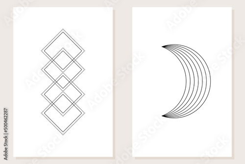 Minimalist Abstract Boho Graphic Poster Set Pattern Background