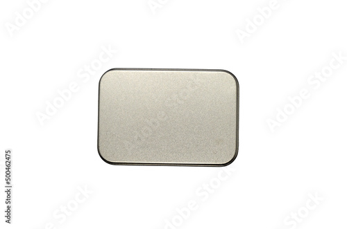 Single isolated top view grey metallic gift box
