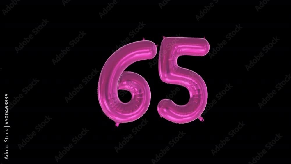 Anniversary Celebration Helium Balloon with Number 65. Loop Animation with Alpha Channel Prores 4444. Anniversary Celebration Helium Balloon with Number 65. Loop Animation with Alpha Channel Prores 4444.