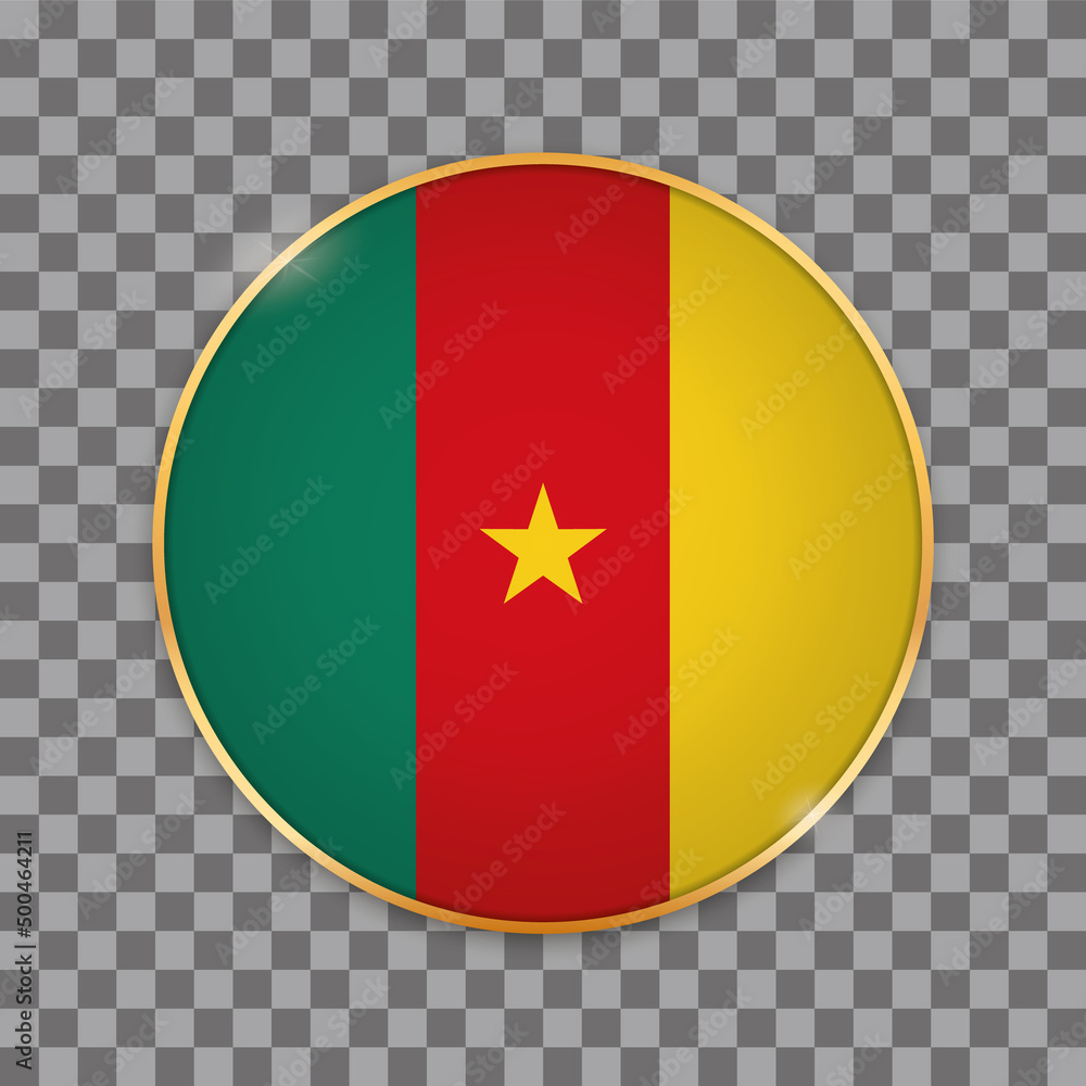 vector illustration of round button banner with country flag of Cameroon vector illustration of round button banner with country flag of Cameroon