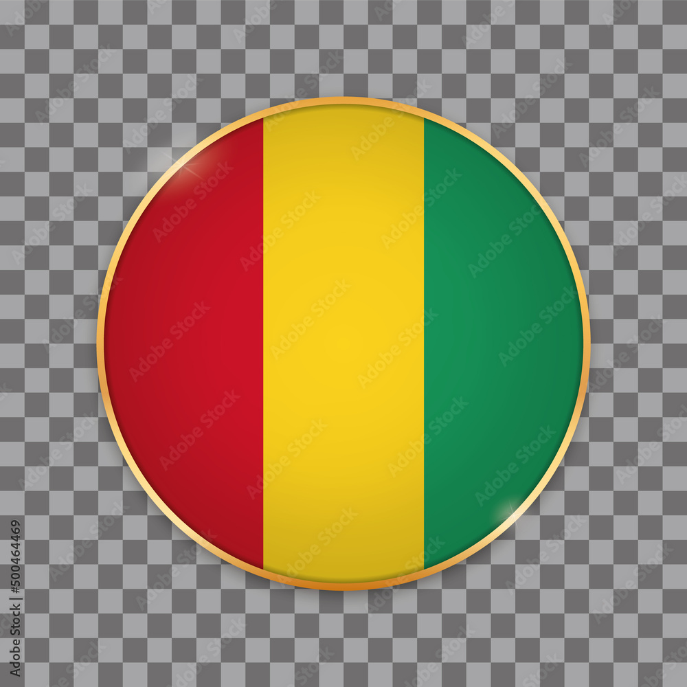 Fototapeta premium vector illustration of round button banner with country flag of Guinea