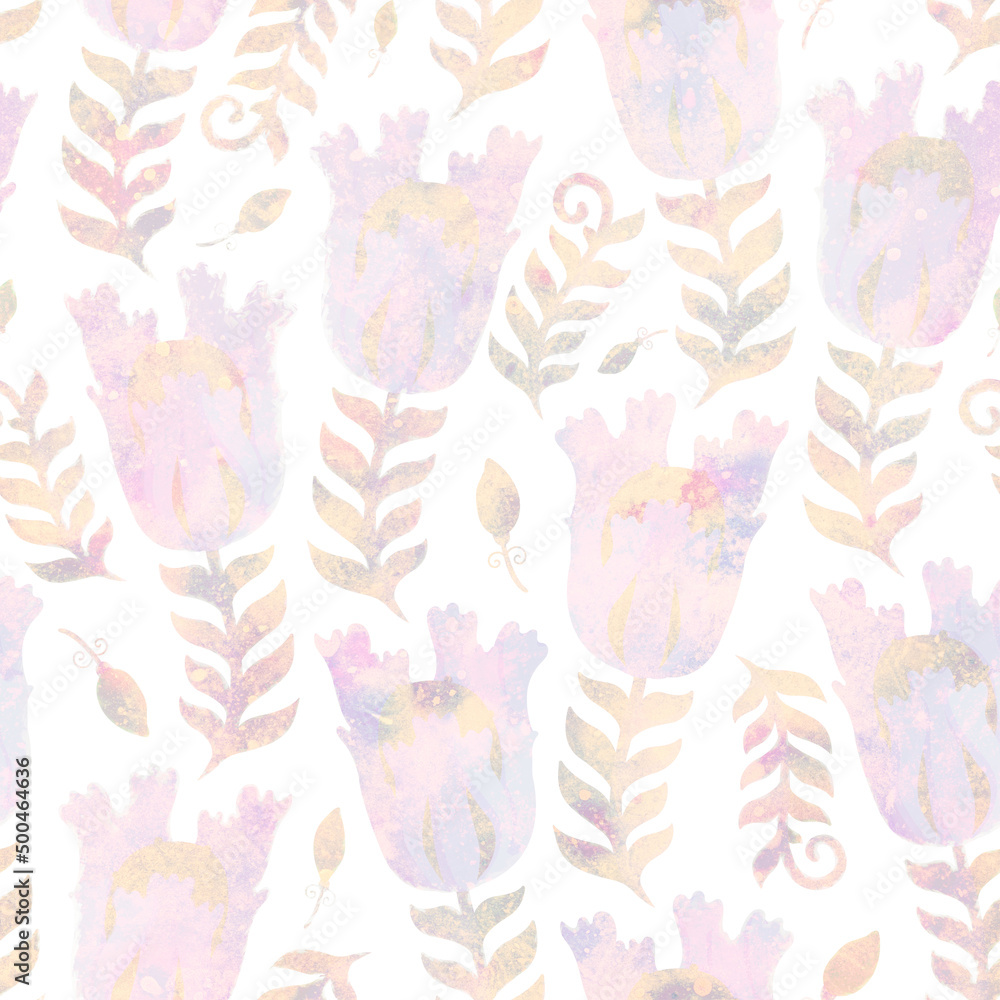 Seamless pattern. Floral ornament. Background. Raster illustration. Interior and clothing design. Printing on paper or fabric. Light watercolor background with flowers. Seamless pattern. Floral ornament. Background. Raster illustration. Interior and clothing design. Printing on paper or fabric. Light watercolor background with flowers.