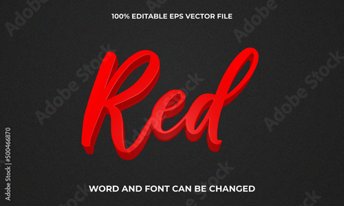 Red Editable 3d text Effect Style,