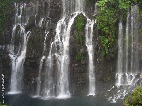closeup of waterfalls in the forest on the tropical island of La Réunion, France