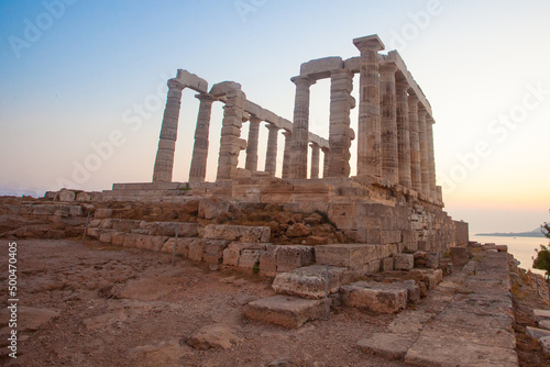 Greece landscape.Temple of Poseidon at Sounion