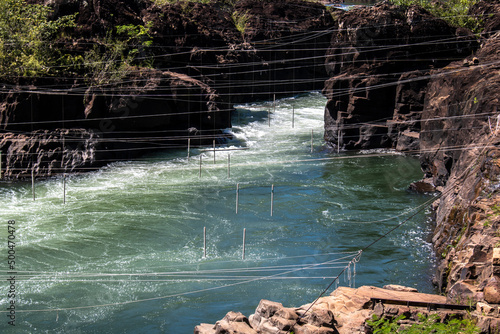 view of the rapids of the Paranapanema river called Garganta do Diabo in the city of Piraju photo