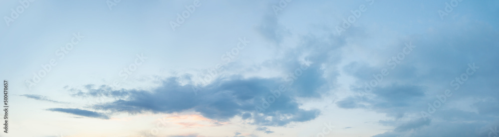 Blue sky with white clouds, beautiful panoramic skyline nature background