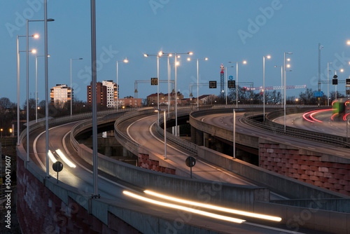 Canvas Print Stockholm, Sweden Traffic on the E4 highway at dawn.
