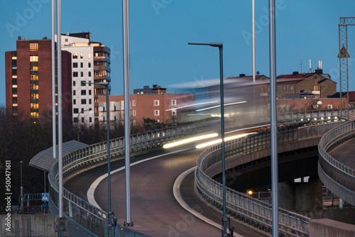 Stockholm, Sweden Traffic on the E4 highway at dawn. photo