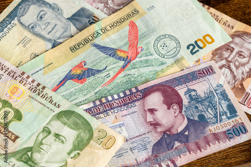 Honduran currency, Various banknotes called lempiras photo