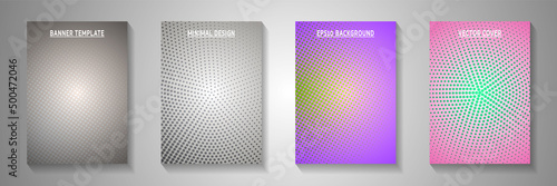 Dynamic point screen tone gradation front page templates vector series. Digital catalog faded