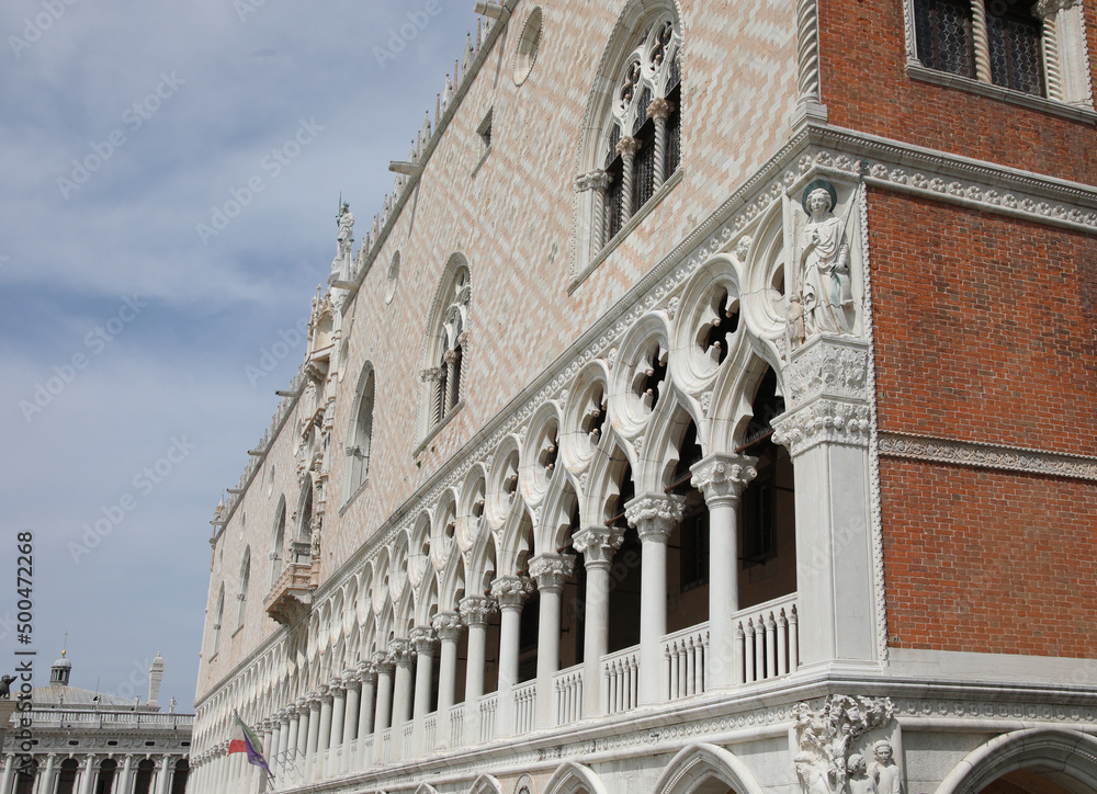 Venice, VE, Italy - May 18, 2020: Detail of Ducal Palace