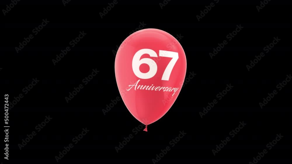 Anniversary Celebration Helium Balloon with Number 67. Loop Animation with Alpha Channel Prores 4444. Anniversary Celebration Helium Balloon with Number 67. Loop Animation with Alpha Channel Prores 4444.